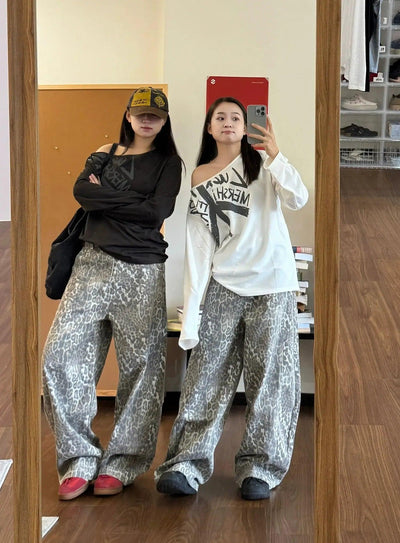 Nine Animal Print Regular Fit Jeans-korean-fashion-Jeans-Nine's Closet-OH Garments