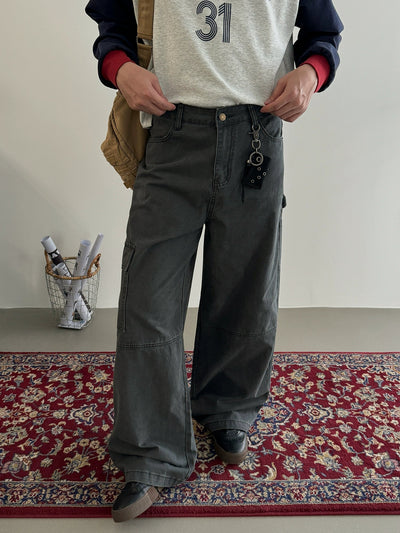 Nine Asymmetric Pocket Cargo Pants-korean-fashion-Pants-Nine's Closet-OH Garments