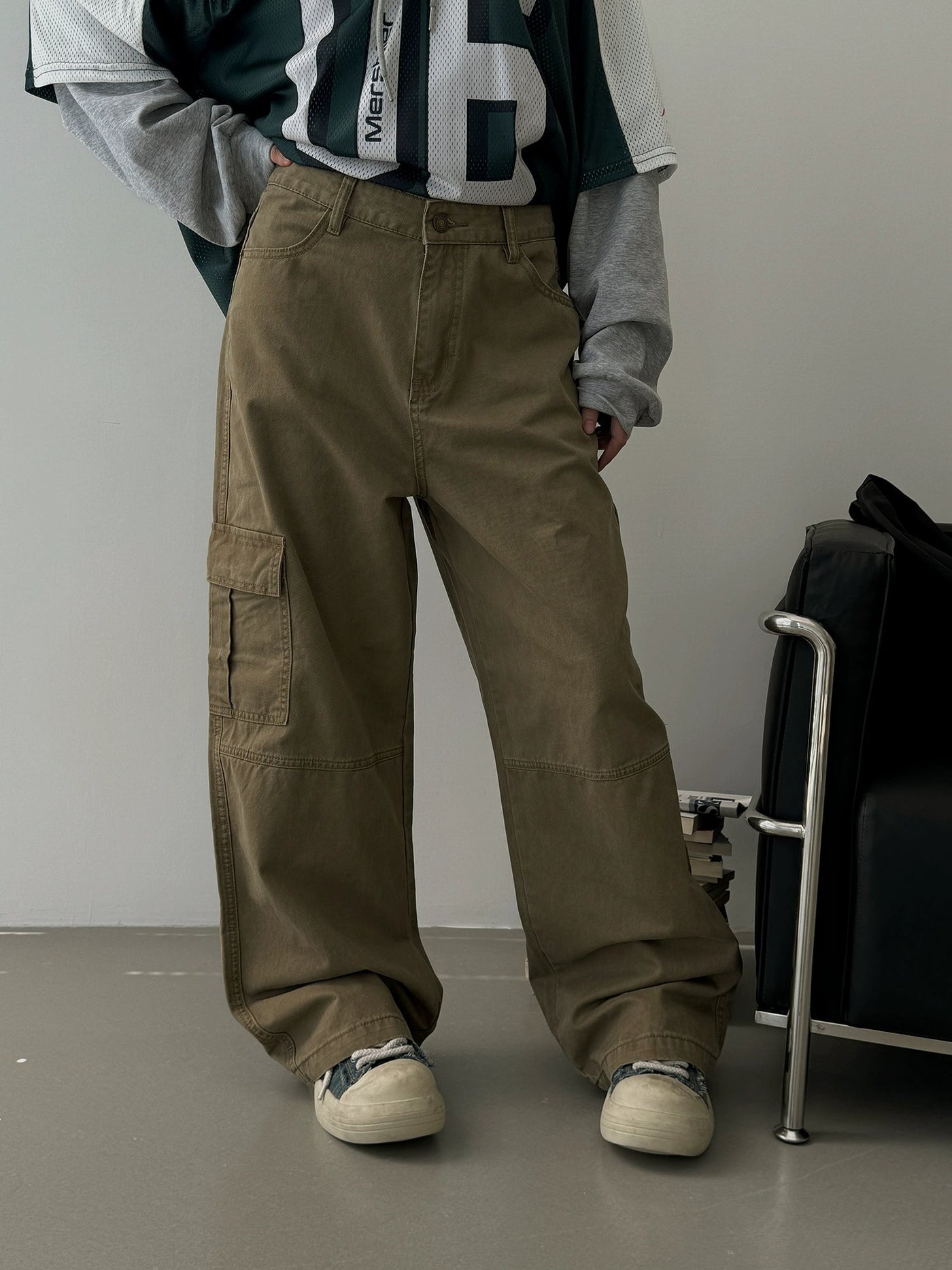 Nine Asymmetric Pocket Cargo Pants-korean-fashion-Pants-Nine's Closet-OH Garments