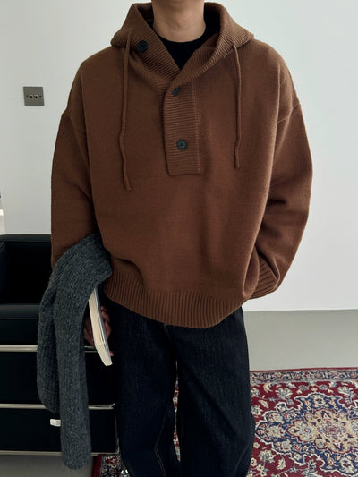 Nine Big Buttons Knitted Hoodie-korean-fashion-Hoodie-Nine's Closet-OH Garments