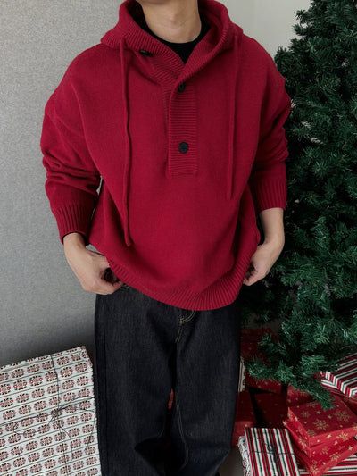 Nine Big Buttons Knitted Hoodie-korean-fashion-Hoodie-Nine's Closet-OH Garments