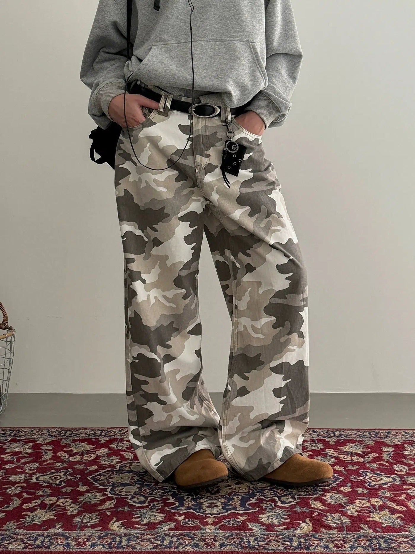 Nine Camo Print Straight Leg Cargo Pants-korean-fashion-Pants-Nine's Closet-OH Garments