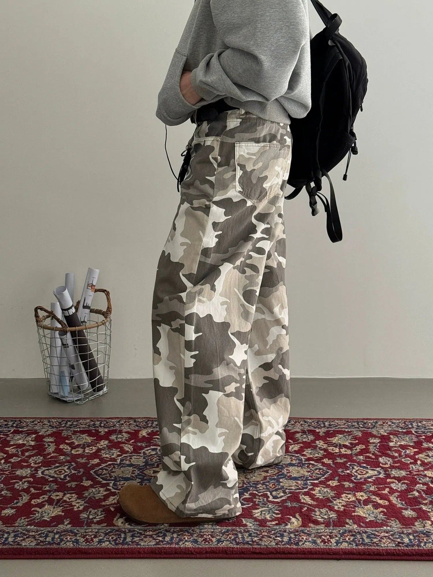 Nine Camo Print Straight Leg Cargo Pants-korean-fashion-Pants-Nine's Closet-OH Garments