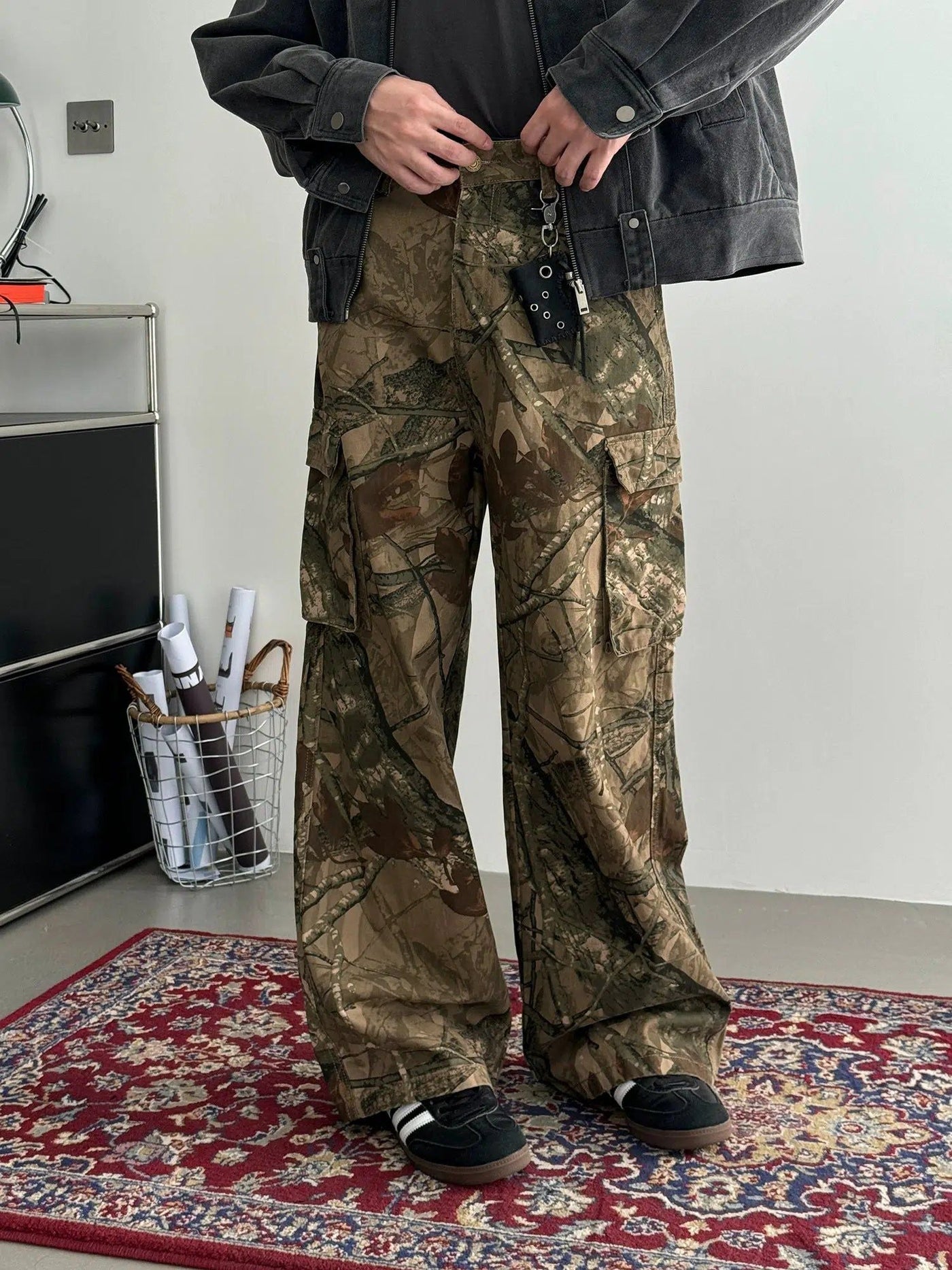 Nine Camouflage Baggy Fit Cargo Pants-korean-fashion-Pants-Nine's Closet-OH Garments