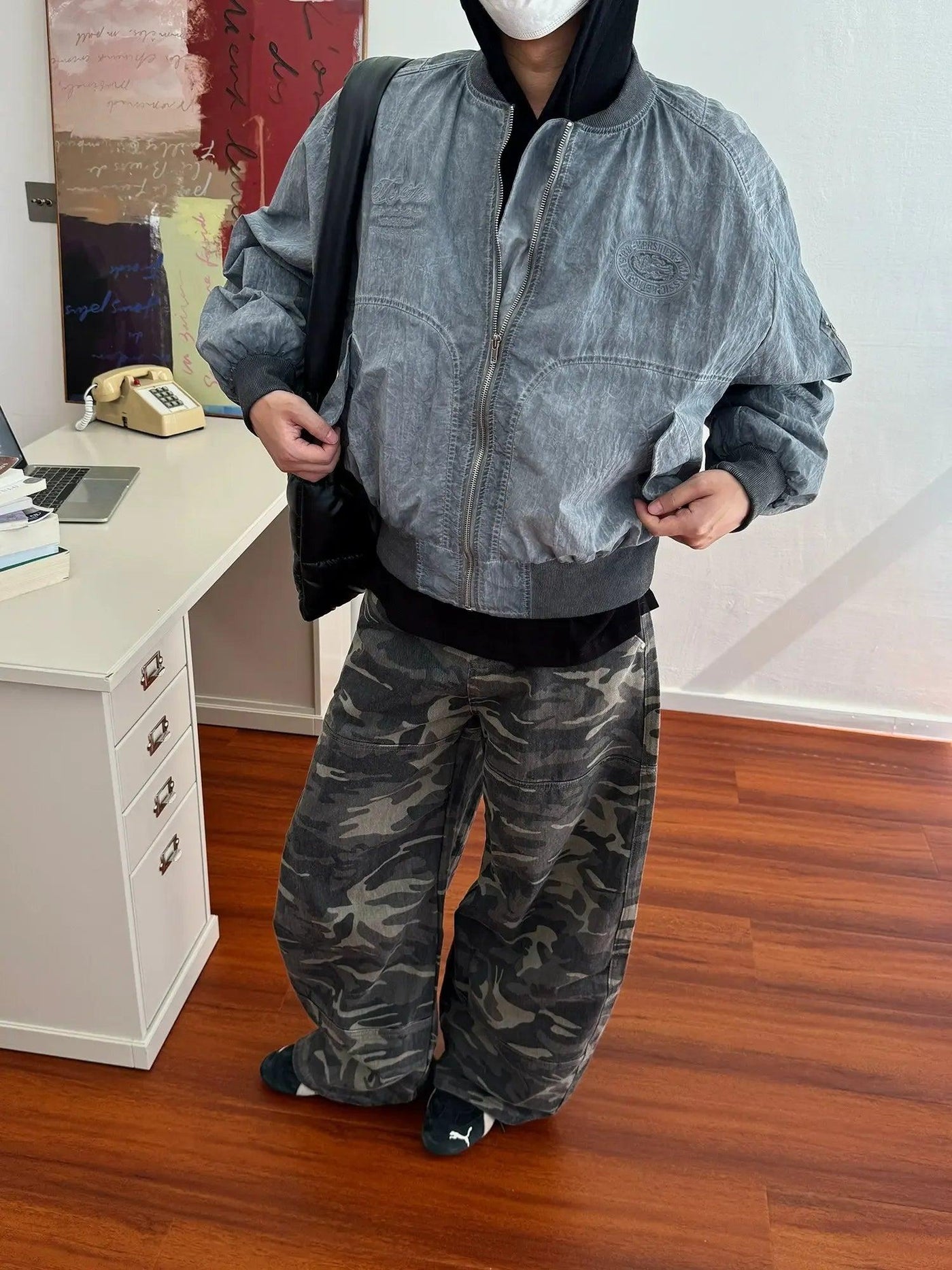 Nine Camouflage Pattern Loose Jeans-korean-fashion-Jeans-Nine's Closet-OH Garments
