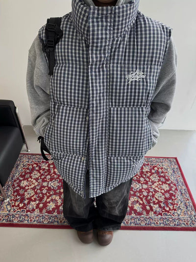 Nine Checked Padded Vest-korean-fashion-Vest-Nine's Closet-OH Garments