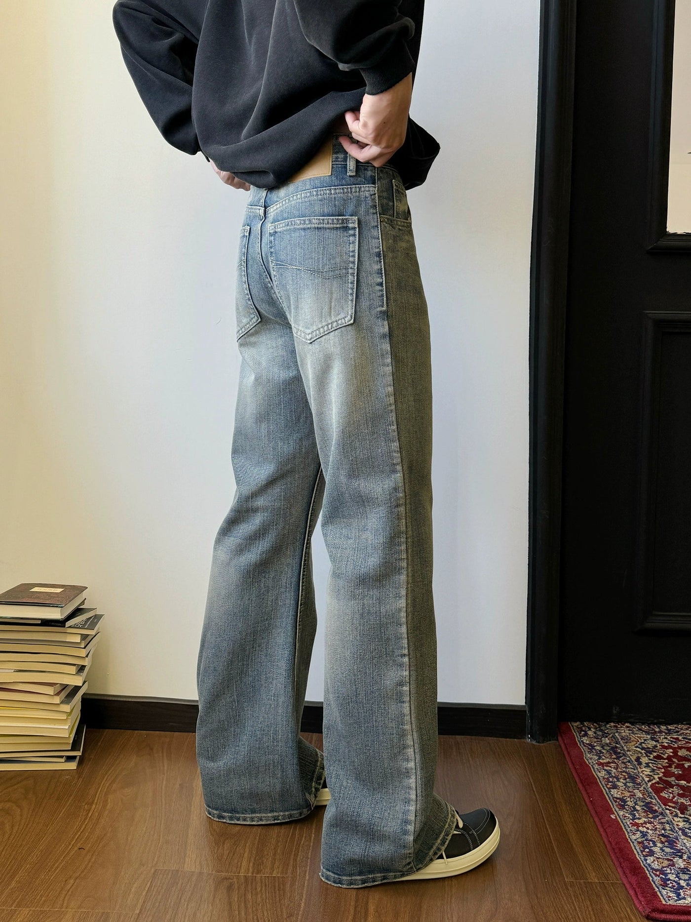 Nine Clean Fit Washed Bootcut Jeans-korean-fashion-Jeans-Nine's Closet-OH Garments