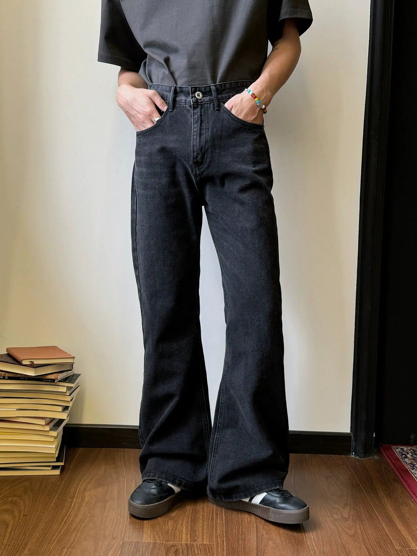 Nine Clean Fit Washed Flared Jeans-korean-fashion-Jeans-Nine's Closet-OH Garments