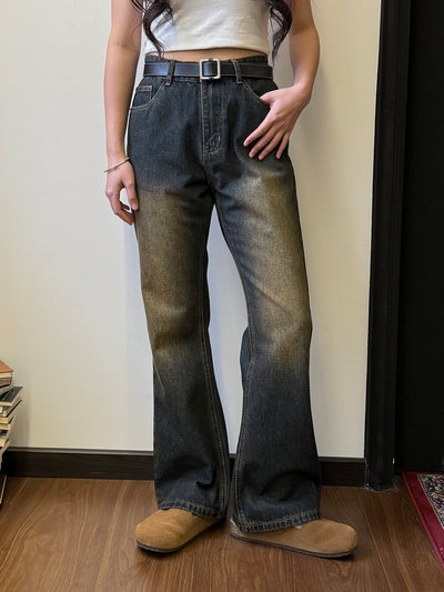 Nine Clean Fit Washed Flared Jeans-korean-fashion-Jeans-Nine's Closet-OH Garments