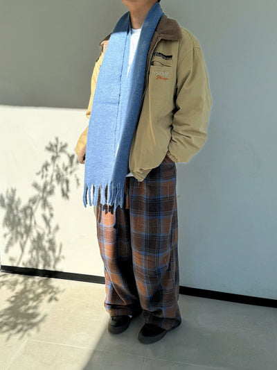 Nine Contrast Plaid Wide Sweatpants-korean-fashion-Pants-Nine's Closet-OH Garments