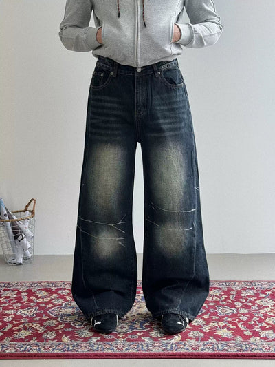 Nine Distressed Fade Effect Jeans-korean-fashion-Jeans-Nine's Closet-OH Garments