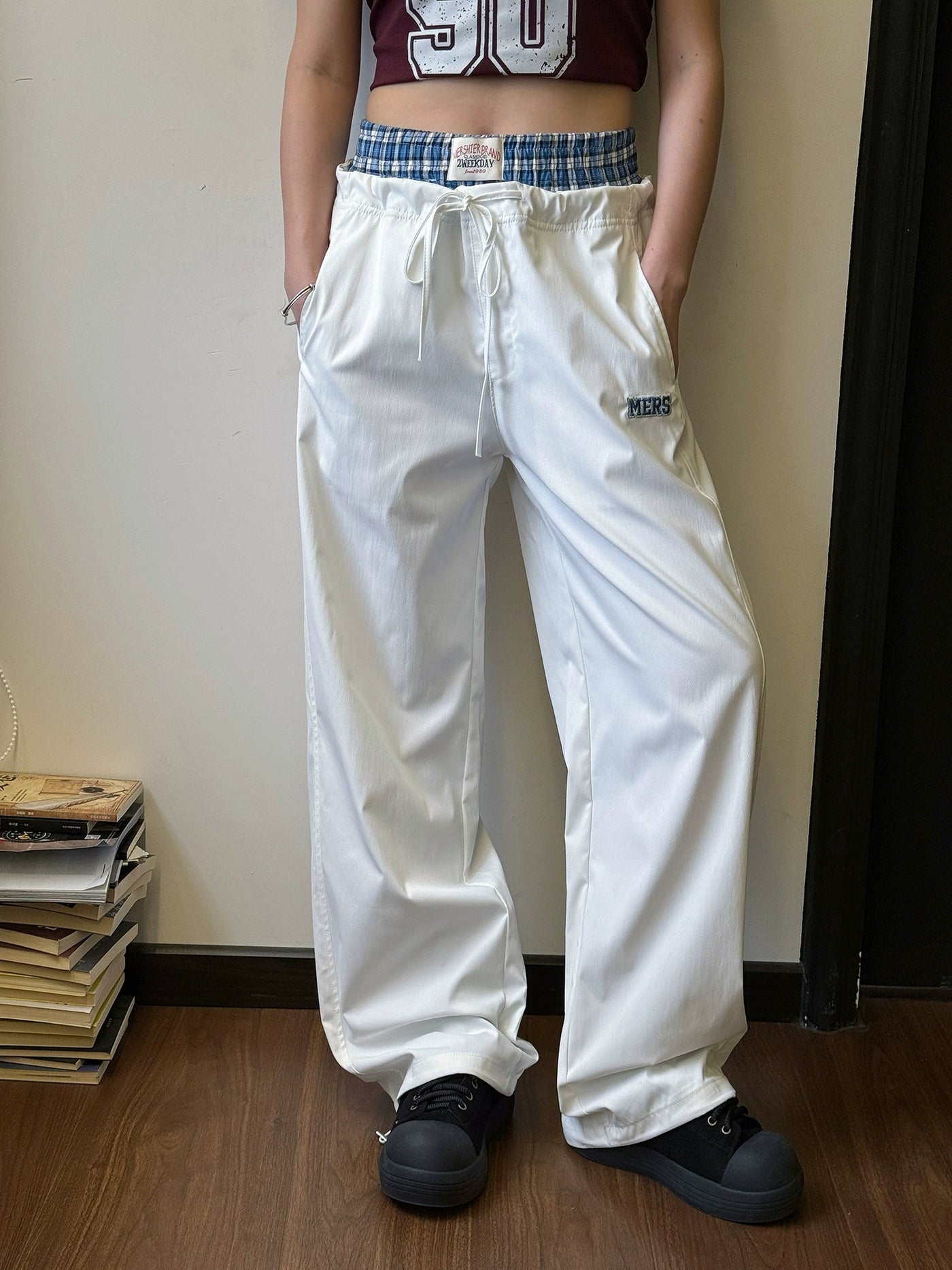 Nine Double Waist Track Pants-korean-fashion-Pants-Nine's Closet-OH Garments