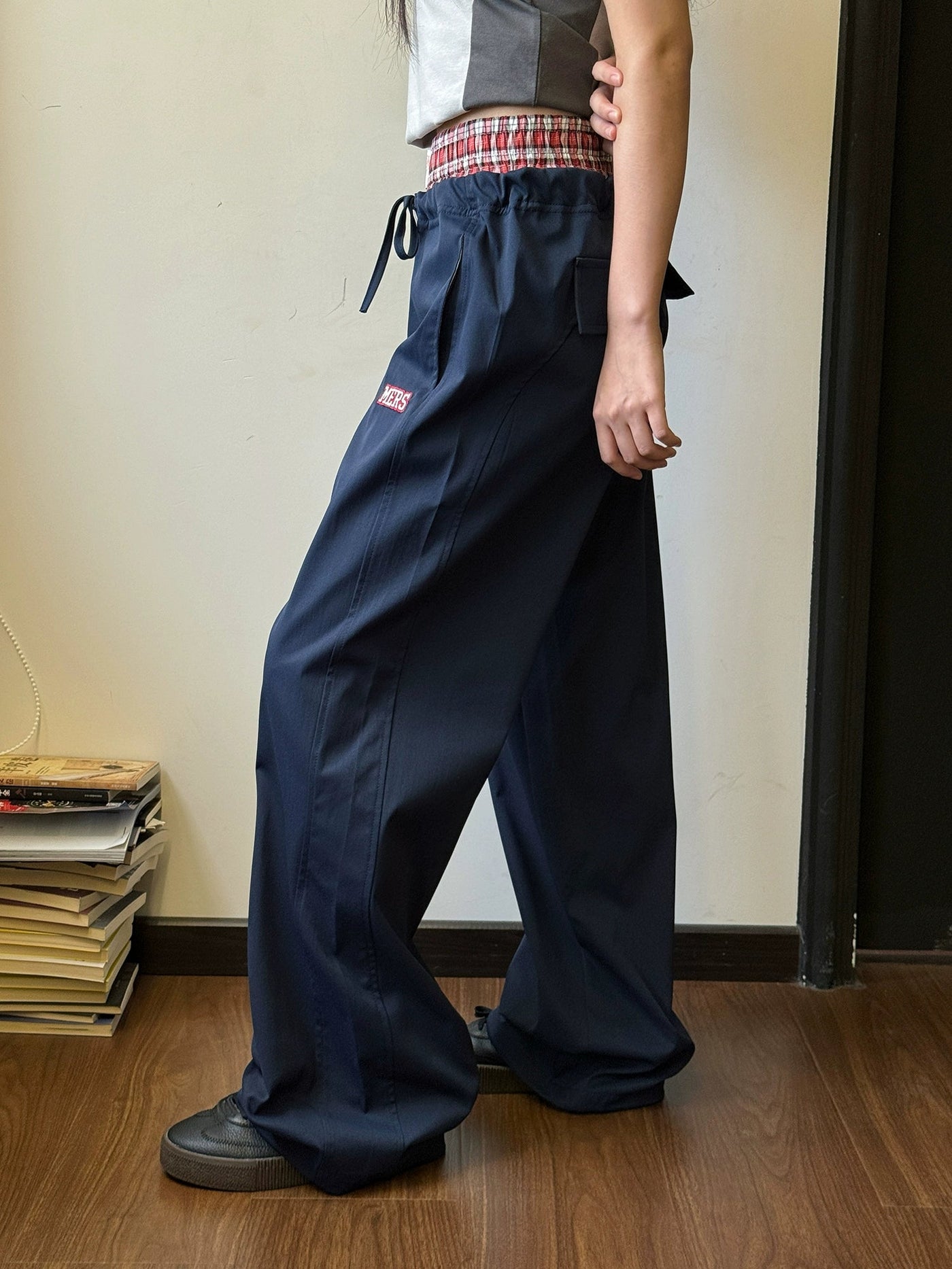 Nine Double Waist Track Pants-korean-fashion-Pants-Nine's Closet-OH Garments