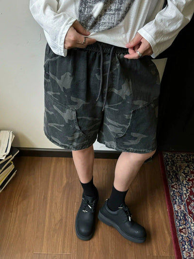 Nine Drawcord Camo Shorts-korean-fashion-Shorts-Nine's Closet-OH Garments