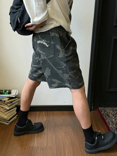 Nine Drawcord Camo Shorts-korean-fashion-Shorts-Nine's Closet-OH Garments