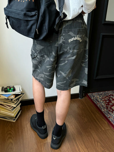 Nine Drawcord Camo Shorts-korean-fashion-Shorts-Nine's Closet-OH Garments