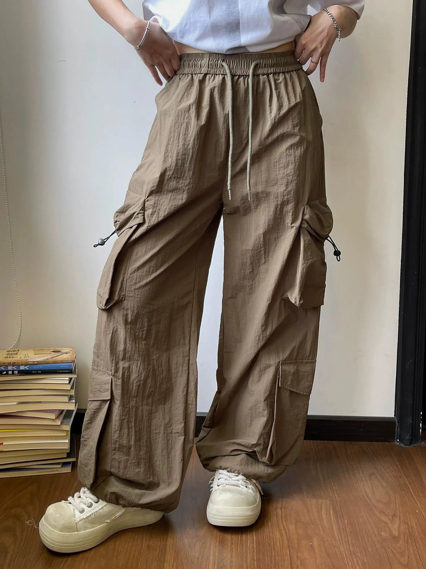 Nine Drawcord Cargo Pants-korean-fashion-Pants-Nine's Closet-OH Garments