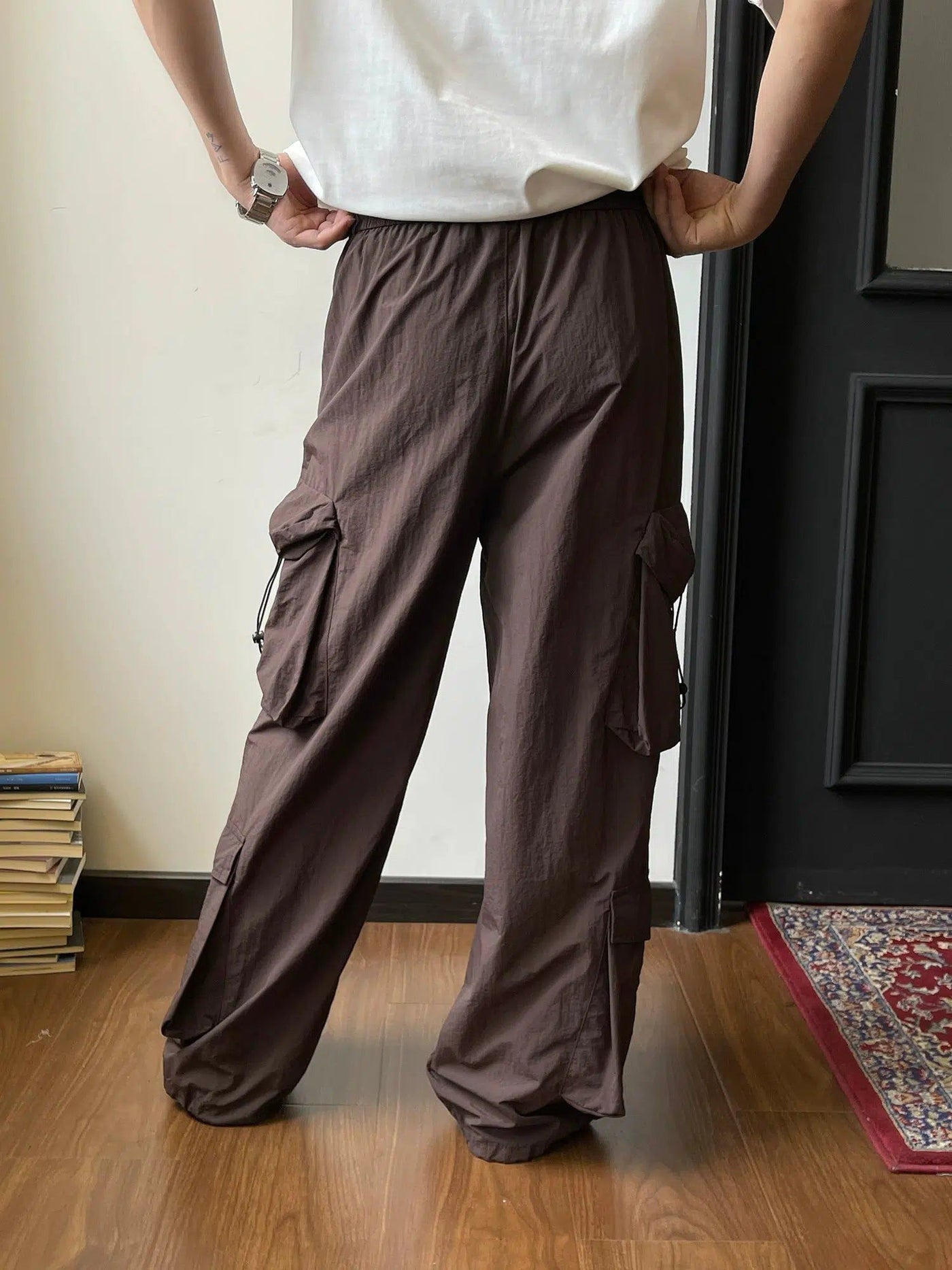 Nine Drawcord Cargo Pants-korean-fashion-Pants-Nine's Closet-OH Garments