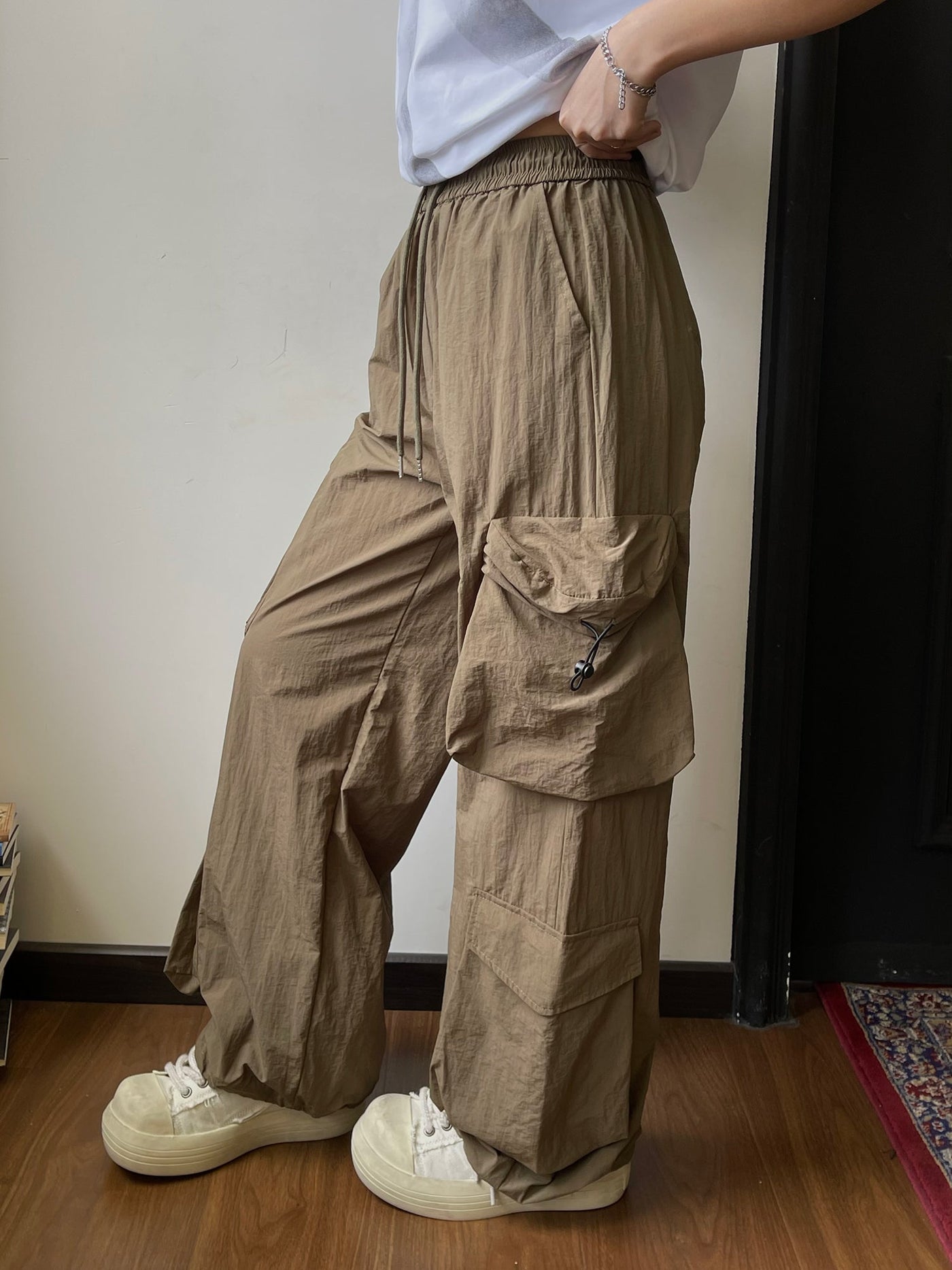 Nine Drawcord Cargo Pants-korean-fashion-Pants-Nine's Closet-OH Garments