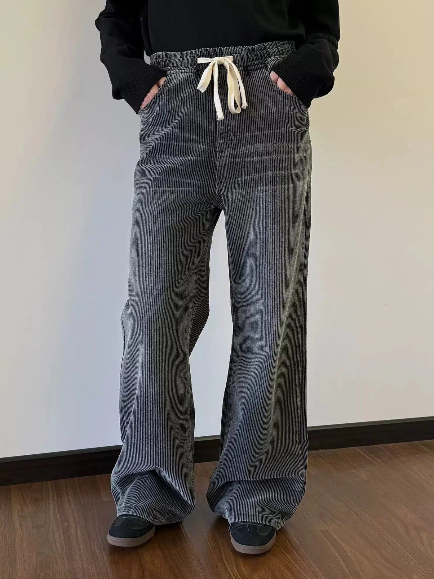 Nine Drawstring Washed Corduroy Pants-korean-fashion-Pants-Nine's Closet-OH Garments