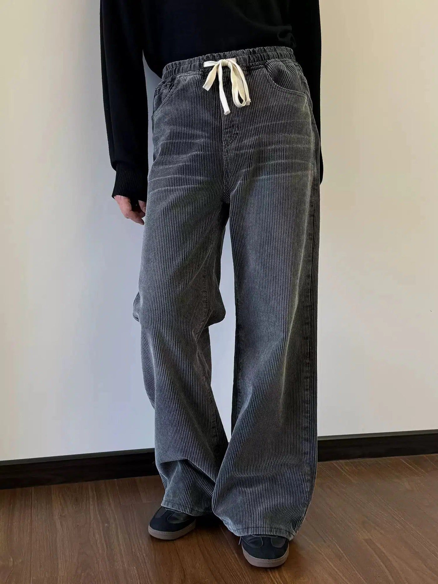 Nine Drawstring Washed Corduroy Pants-korean-fashion-Pants-Nine's Closet-OH Garments