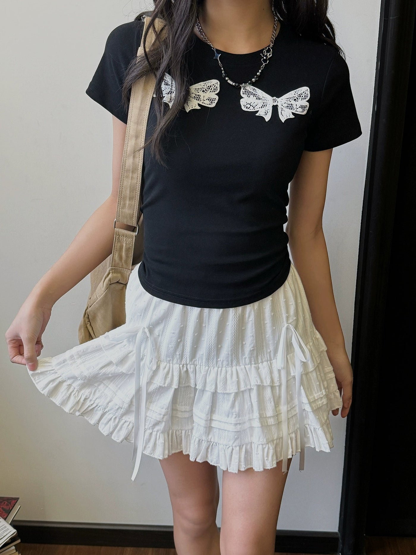 Nine Elastic Lace Ruffled Skirt-korean-fashion-Skirt-Nine's Closet-OH Garments