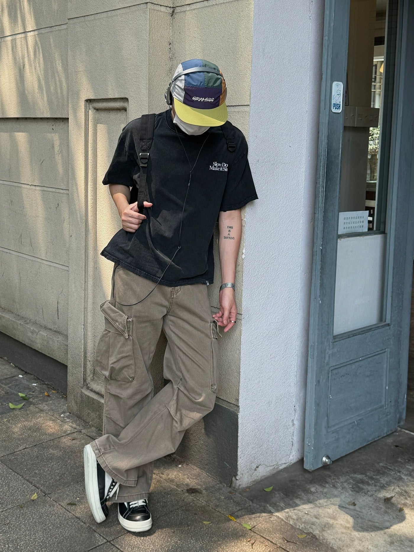 Nine Faded Oversized Pocket Cargo Pants-korean-fashion-Pants-Nine's Closet-OH Garments