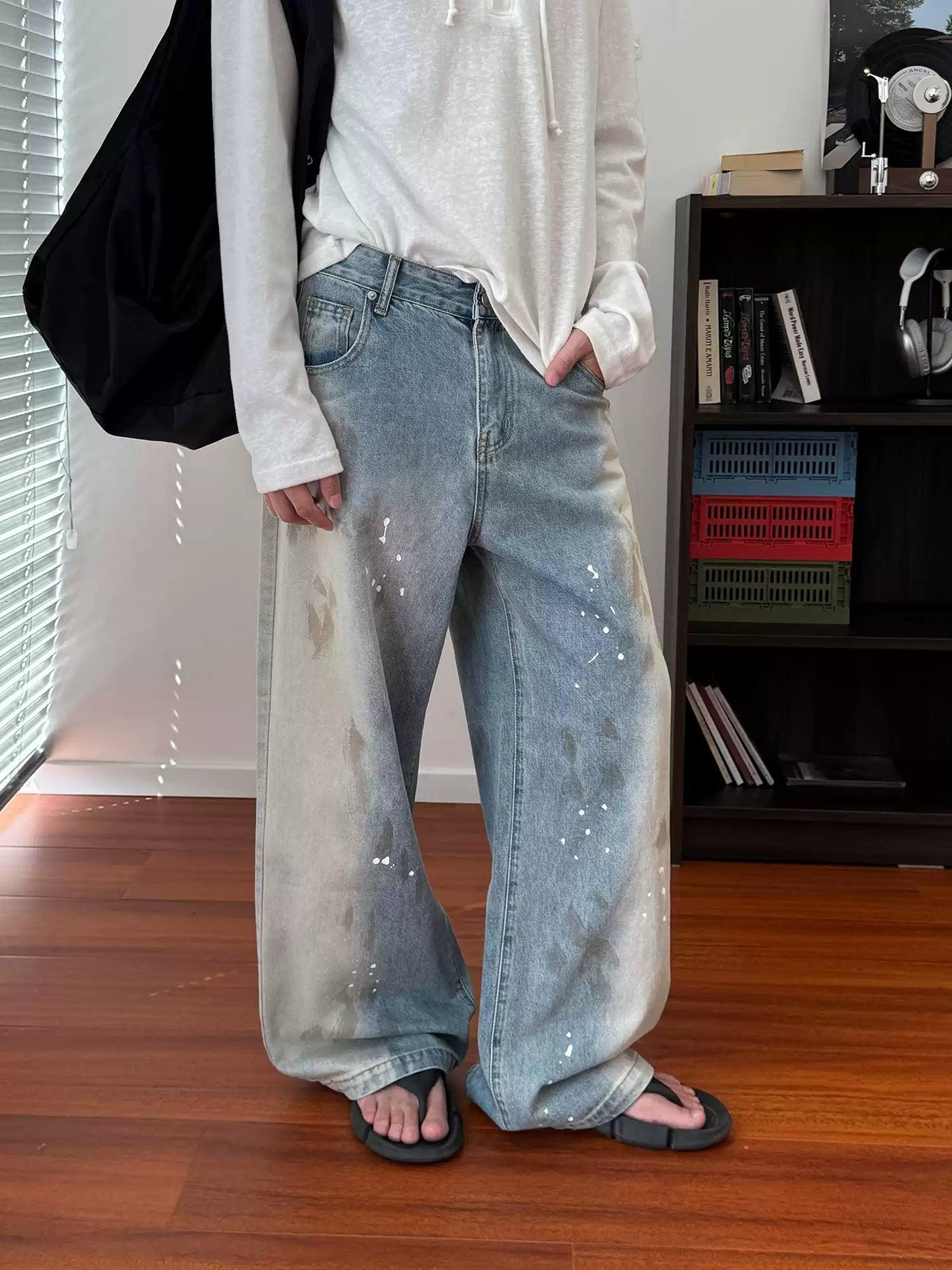 Nine Faded Paint Smudged Jeans-korean-fashion-Jeans-Nine's Closet-OH Garments