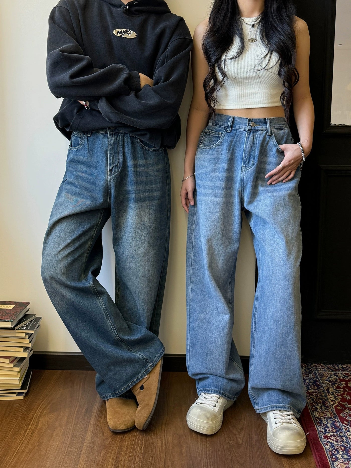 Nine Faded Straight Jeans-korean-fashion-Jeans-Nine's Closet-OH Garments