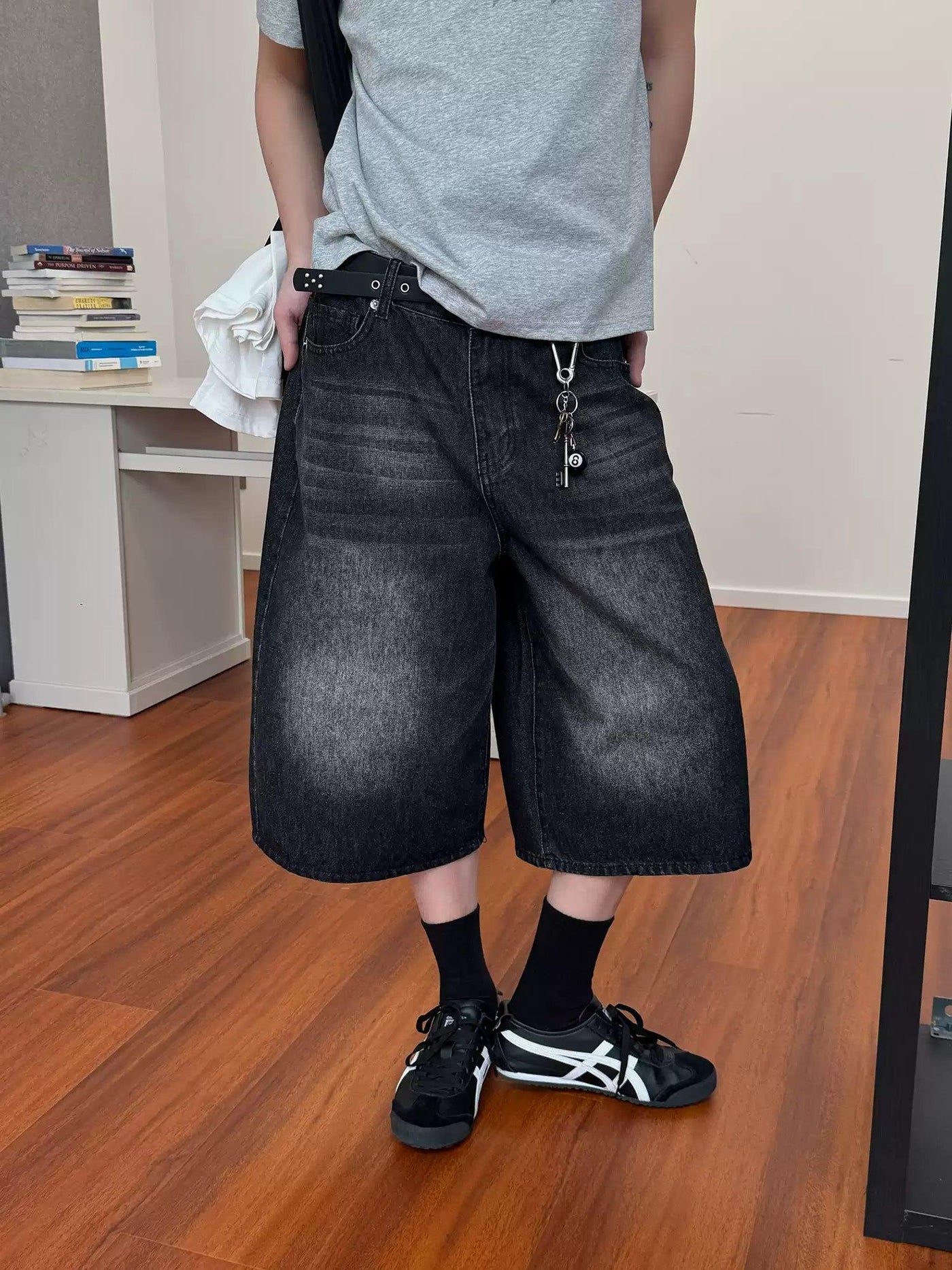 Nine Faded Wide Denim Shorts-korean-fashion-Shorts-Nine's Closet-OH Garments