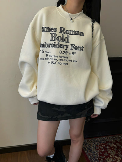 Nine Heavy Font Embroidery Crewneck-korean-fashion-Crewneck-Nine's Closet-OH Garments