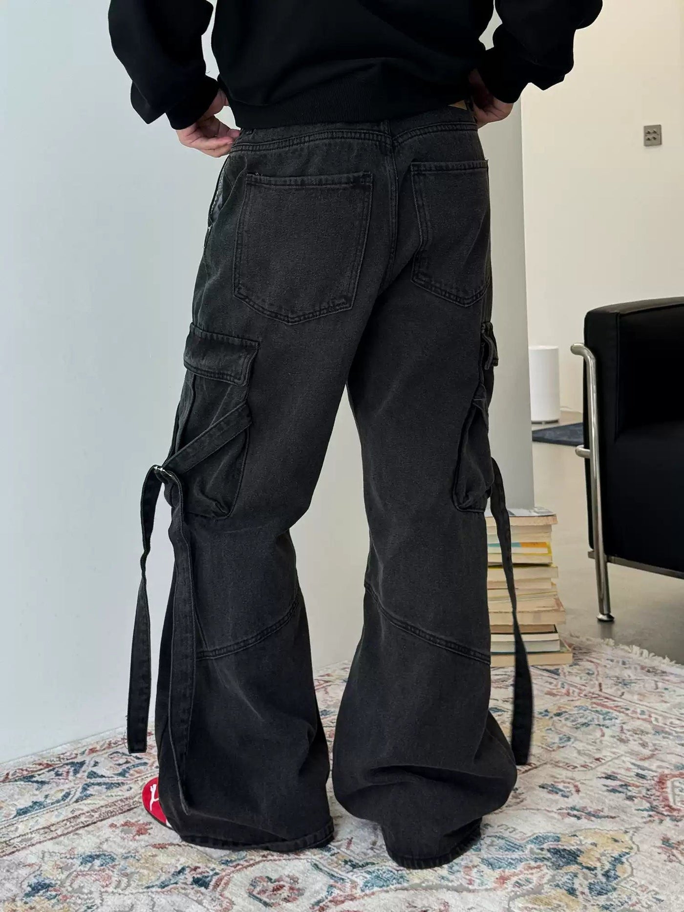 Nine Heavy Multi-Pocket Strap Cargo Pants-korean-fashion-Pants-Nine's Closet-OH Garments