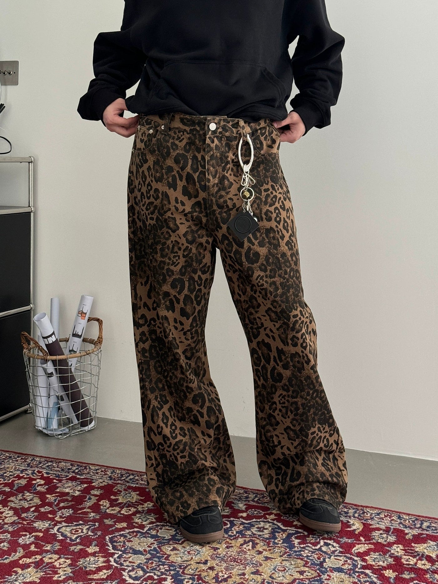 Nine Leopard Pattern Wide Pants-korean-fashion-Pants-Nine's Closet-OH Garments