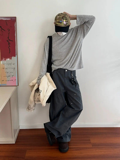 Nine Loose Fit Workwear Jeans-korean-fashion-Jeans-Nine's Closet-OH Garments