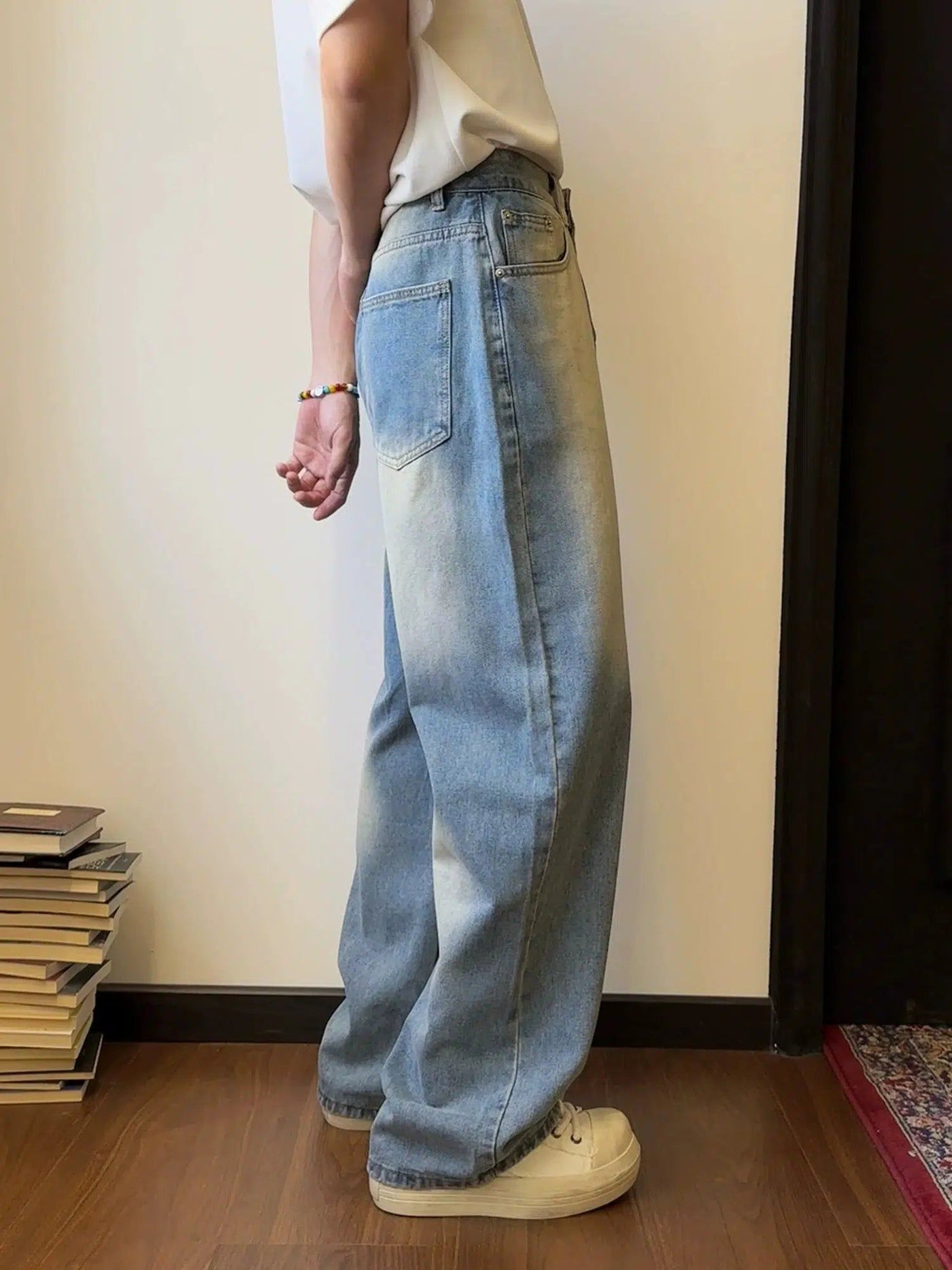 Nine Mid-Waist Washed Jeans-korean-fashion-Jeans-Nine's Closet-OH Garments