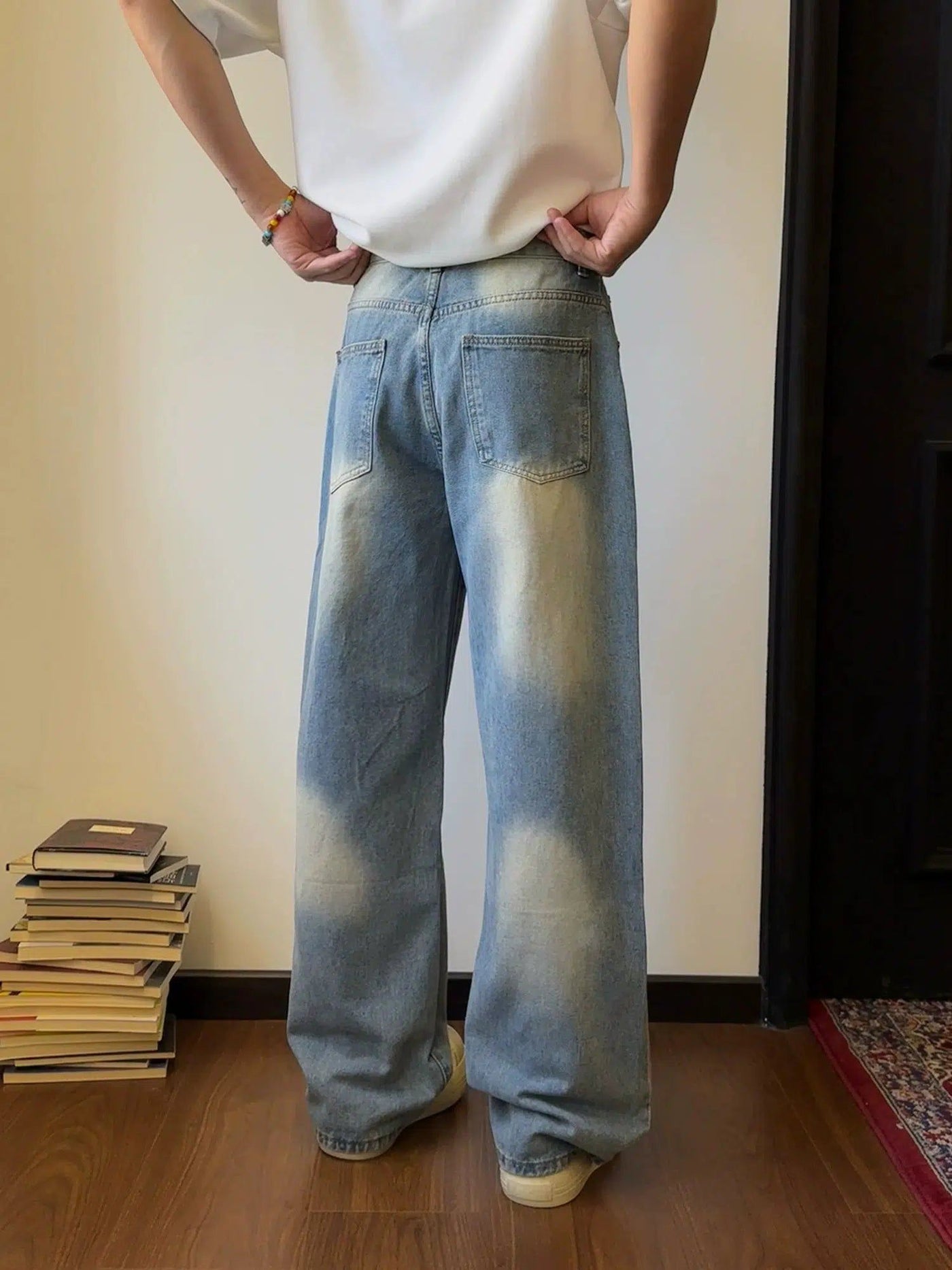 Nine Mid-Waist Washed Jeans-korean-fashion-Jeans-Nine's Closet-OH Garments