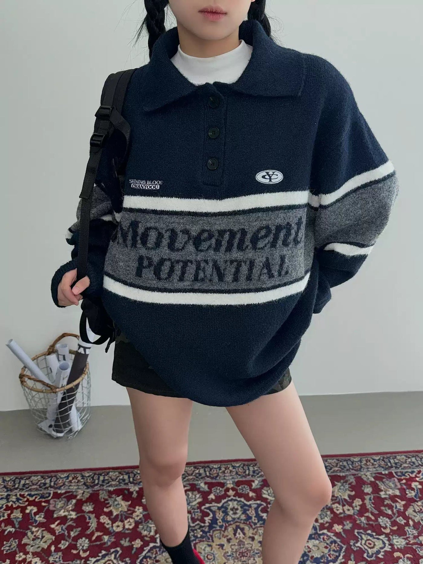 Nine Movement Potential Knit Polo-korean-fashion-Polo-Nine's Closet-OH Garments