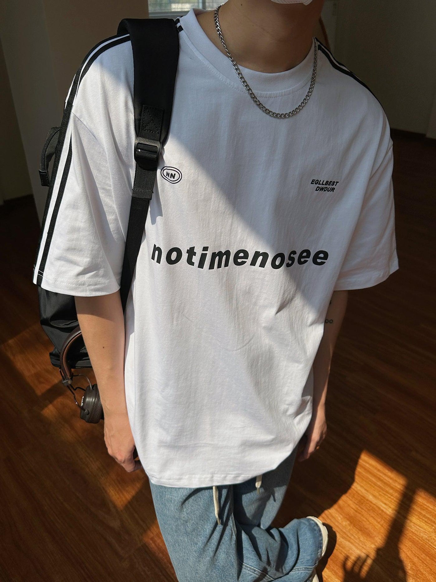 Nine No Time No See Italicized Text T-Shirt-korean-fashion-T-Shirt-Nine's Closet-OH Garments