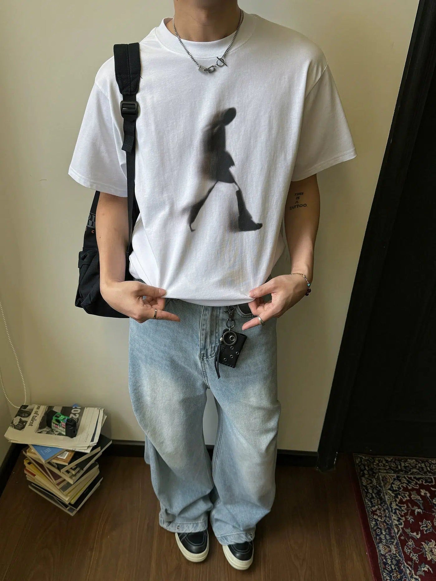 Nine Overlapping Print T-Shirt-korean-fashion-T-Shirt-Nine's Closet-OH Garments