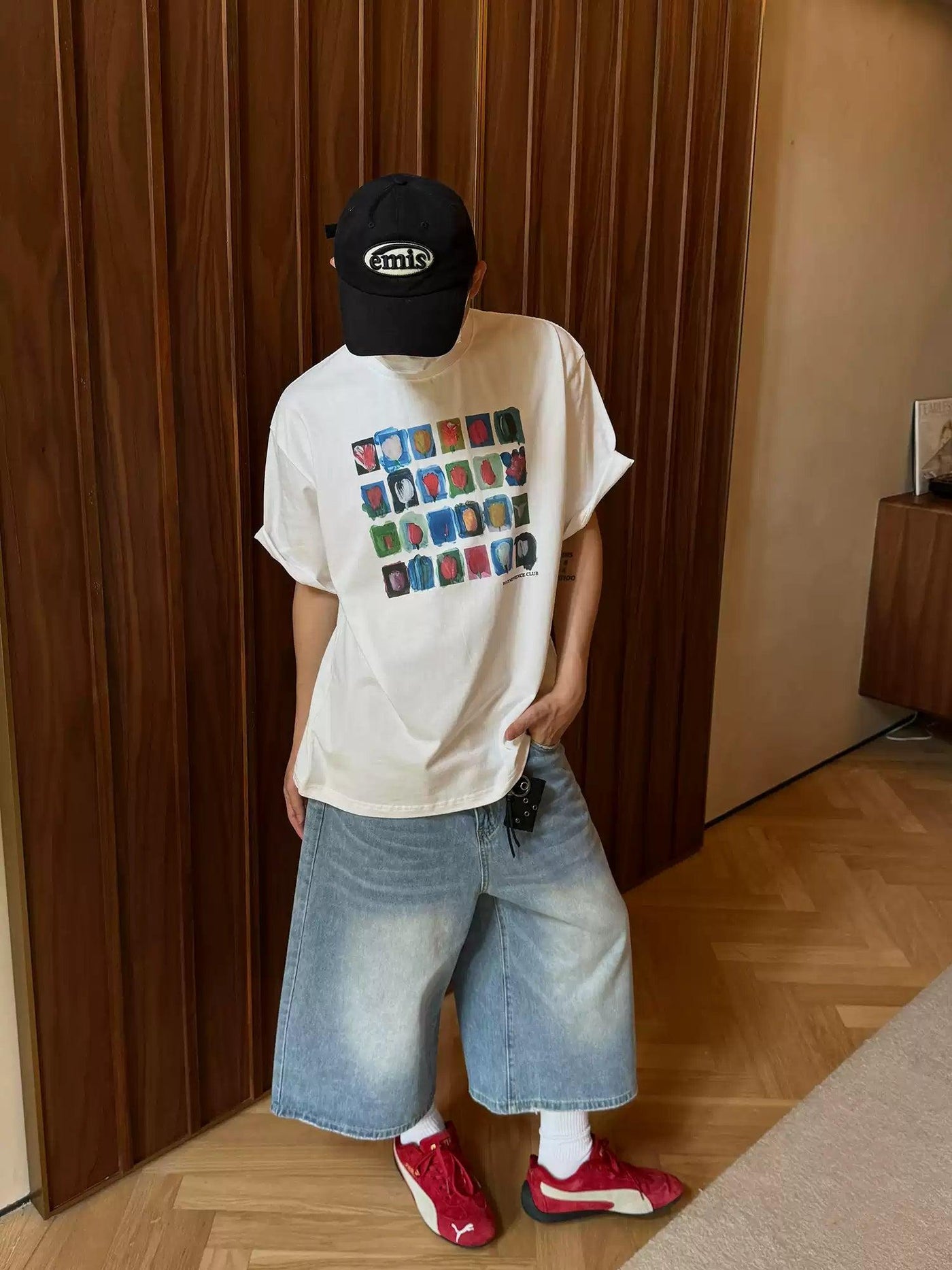 Nine Painted Graphic Pattern T-Shirt-korean-fashion-T-Shirt-Nine's Closet-OH Garments