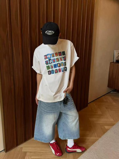 Nine Painted Graphic Pattern T-Shirt-korean-fashion-T-Shirt-Nine's Closet-OH Garments