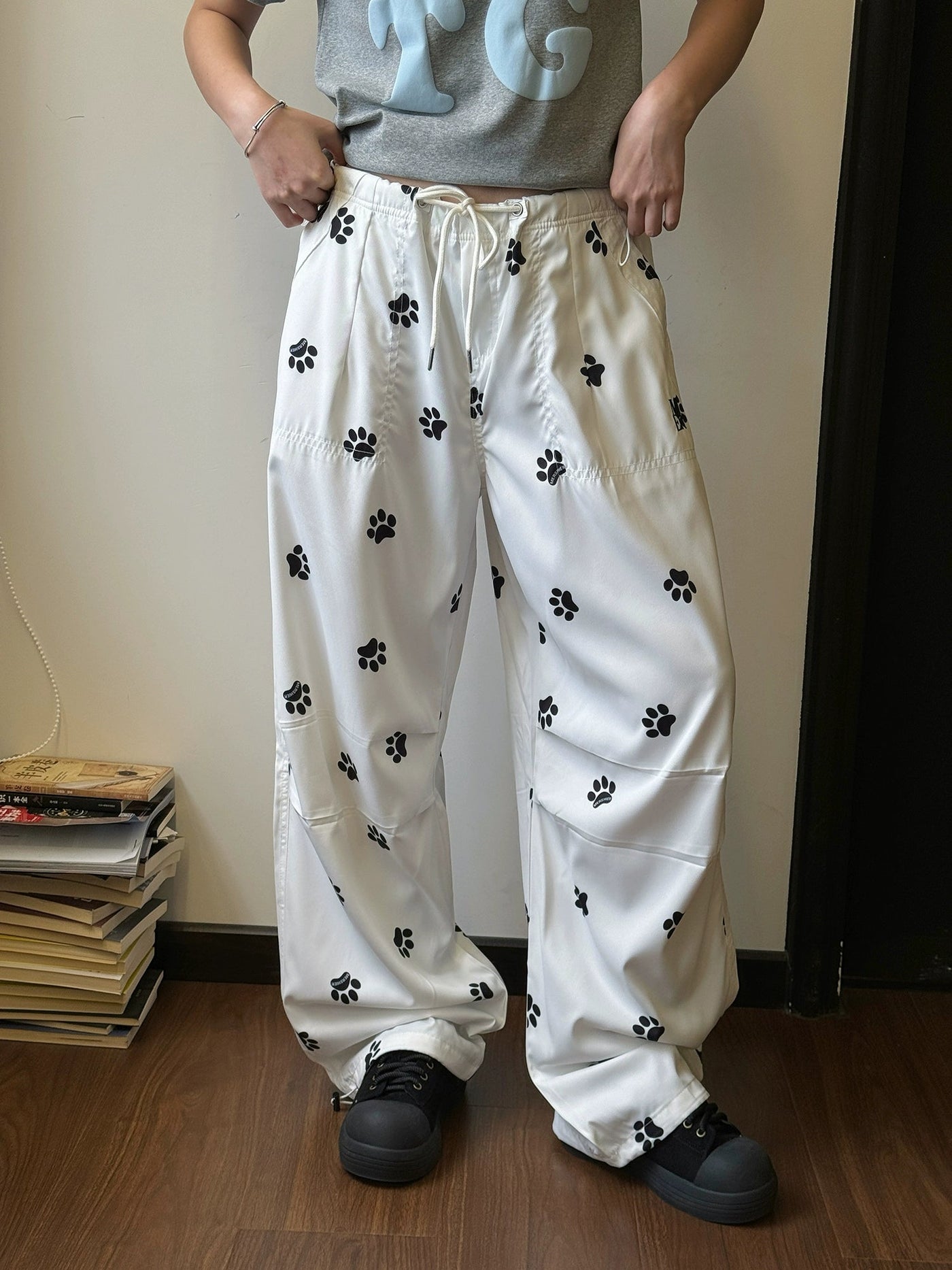 Nine Paw Prints Pattern Pants-korean-fashion-Pants-Nine's Closet-OH Garments