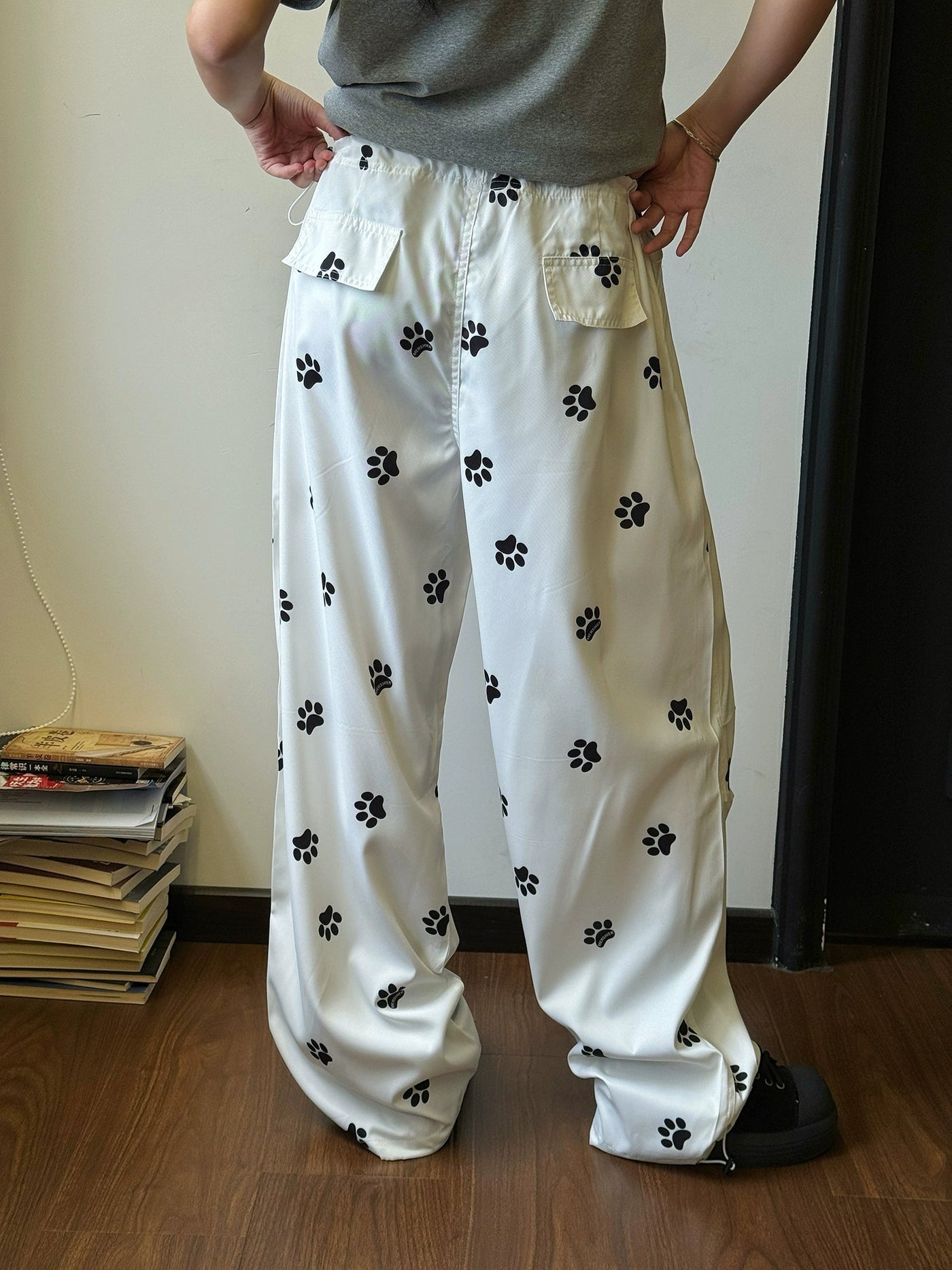 Nine Paw Prints Pattern Pants-korean-fashion-Pants-Nine's Closet-OH Garments