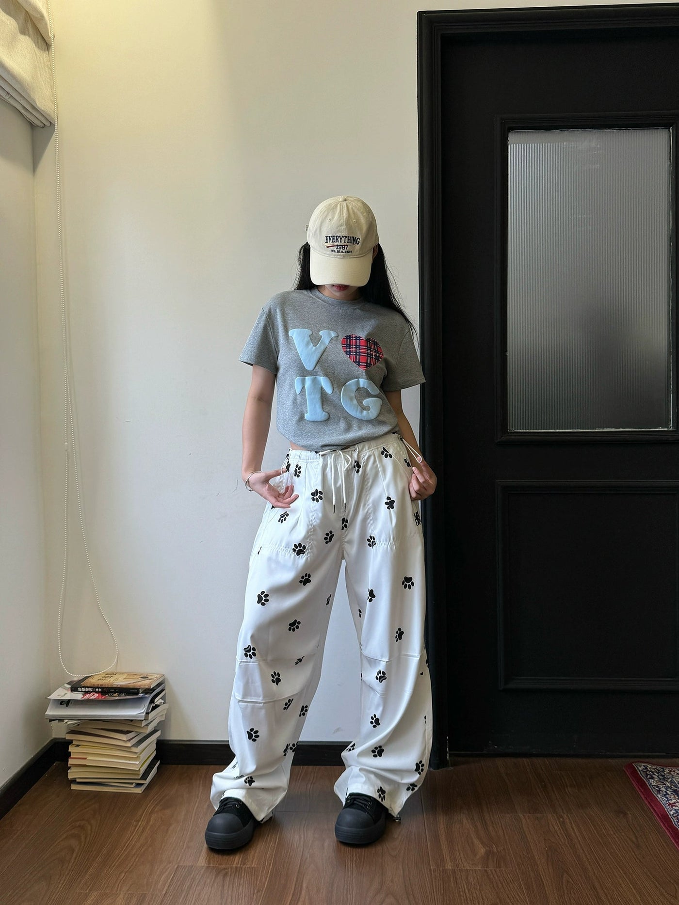 Nine Paw Prints Pattern Pants-korean-fashion-Pants-Nine's Closet-OH Garments