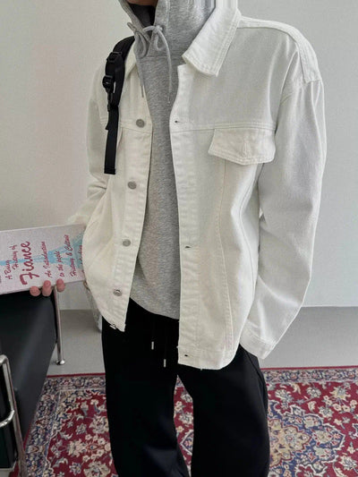 Nine Plain Color Button-Up Denim Jacket-korean-fashion-Jacket-Nine's Closet-OH Garments