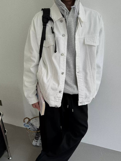 Nine Plain Color Button-Up Denim Jacket-korean-fashion-Jacket-Nine's Closet-OH Garments