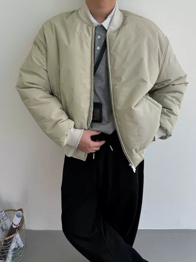 Nine Plain Drop Shoulder Short Puffer Jacket-korean-fashion-Jacket-Nine's Closet-OH Garments