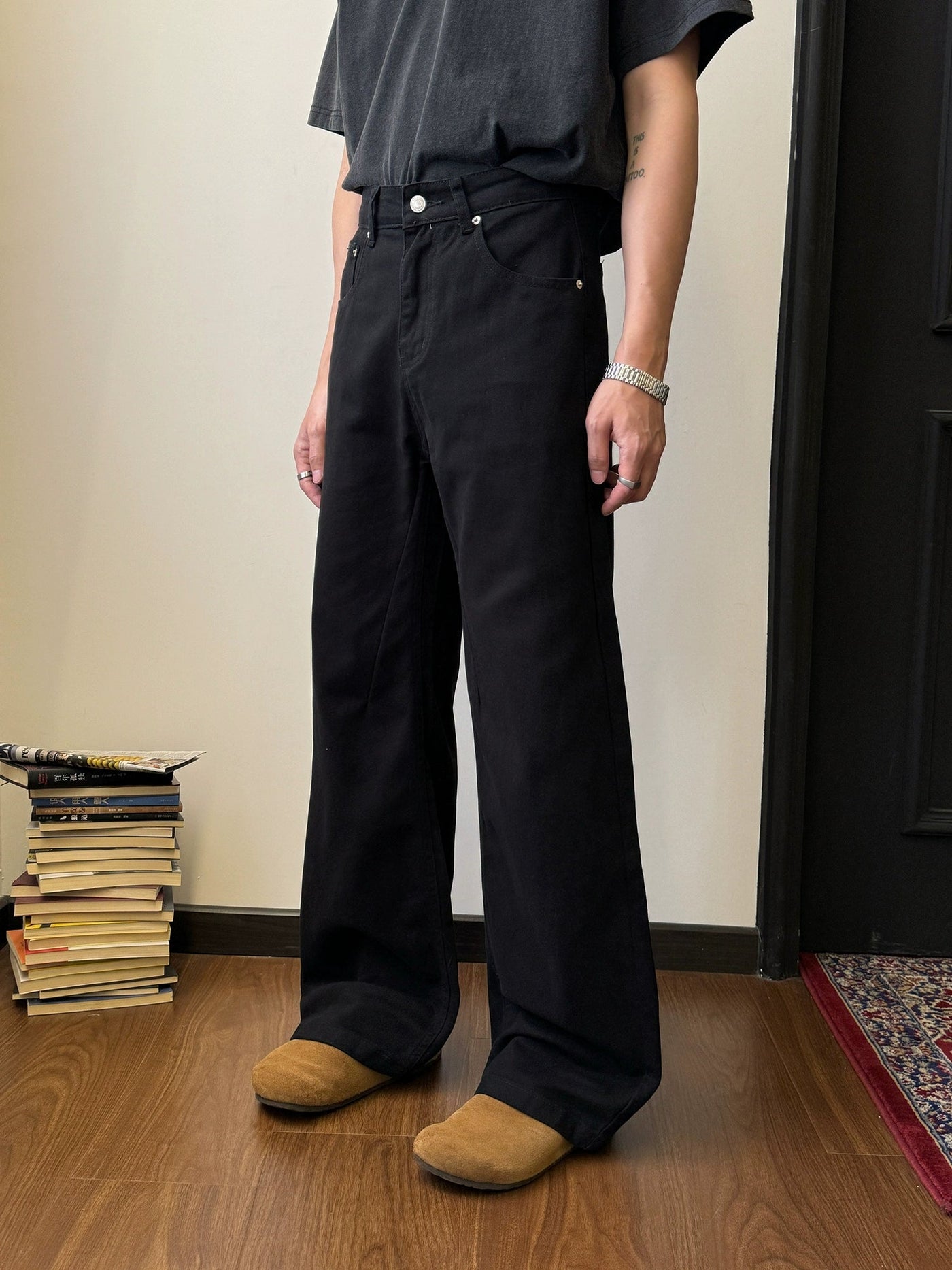 Nine Plain Loose Straight Fit Jeans-korean-fashion-Jeans-Nine's Closet-OH Garments