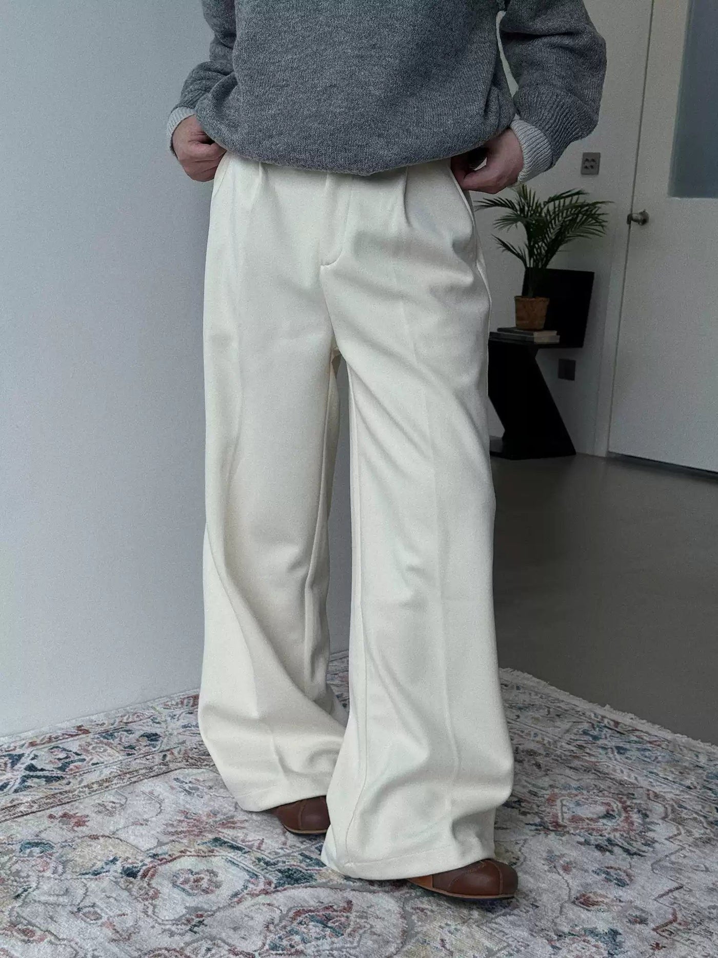 Nine Pleated Straight Trousers-korean-fashion-Trousers-Nine's Closet-OH Garments