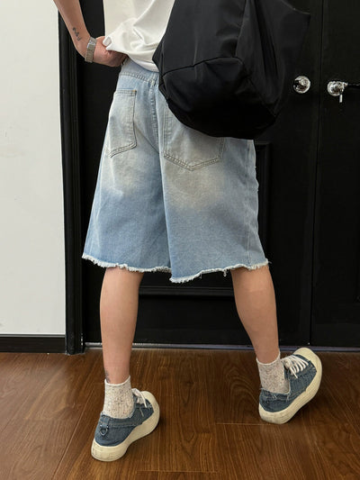 Nine Ripped and Frayed Denim Shorts-korean-fashion-Shorts-Nine's Closet-OH Garments